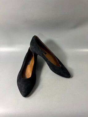 Margaux Black Suede Flats, Size 37